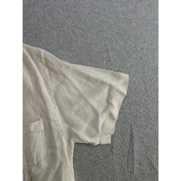 Polo Ralph Lauren Shirt Womens Sz 10 100% Linen Short Sleeve Button cream vtg - Picture 9 of 10